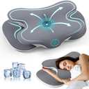 Cervical Neck Pillow for Neck and Shoulder, Odorless Memory Foam Pillow with Soft Silk Cover, Ergonomic Orthopedic Neck Support Pillow for Side, Back & Stomach Sleepers - Gray (14.2*6*5.91inch)