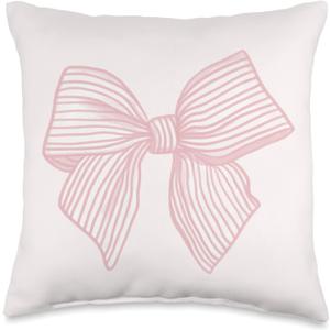 Coquette Pink Bow Throw Pillow (16x16)