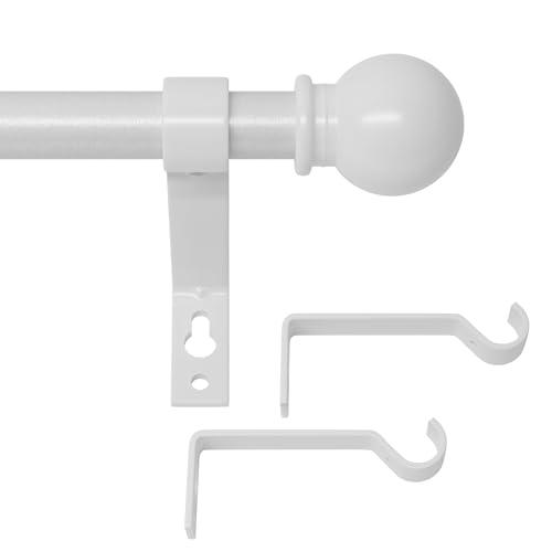 White Curtain Rods for Windows 28 to 48 Inch, Heavy Duty Curtain Rod Set with Brackets, Decorative Adjustable Curtain Rods for Bedroom, Living Room, 5/8" Metal Drapery Rod, Set of 2