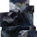 CENTRAL 23 Galaxy Wrapping Paper - 6 Sheets of Birthday Gift Wrap - Space Wrapping Paper - Blue Black - Recyclable - For Birthday Christmas Halloween Thanksgiving