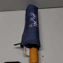 Royal Walk Windproof Folding Travel Umbrella Compact and Strong Luxurious Real Wood Handle Automatic Open Close Vented Double Canopy for Men and Women (Dark Blue)