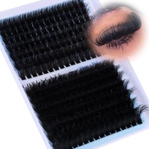 CORUSCATE Lash Clusters 160D+260D Eyelash Clusters 12-24mm Long Lash Extension Thick Cluster Eyelash Extensions Volume Strip Mink Lashes Cluster Dramatic Full Salon Look Mega Eyelashes