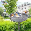 Bird Bath for Outside,Vintage Freestanding Birdbath & Birdfeeder, 40In Bird Baths Feeder with Detachable Plastic Bowl for Garden Patio Yard Lawn Decor, Upgraded 5-Pronged Base (Grey)