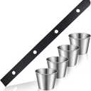 1 Set 5 ft Shot Board with 4 Stainless Steel Shot Glass Set 4 Person Drinking Retro Vintage Rustic Wood Drinking Board for Vacations Weddings Bar Family Gathering Celebrations Party (Black)