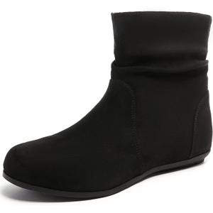 Luoika Women's Wide Width Low Heel Side Zipper Ankle Boots (7.5 Wide, Blackmf 706)
