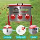 XINYI 9.3 Gallon Automatic Chicken Feeder, 6 Ports Gallon Chick Feeder No Waste with Adjustable Legs, Rodent Proof & Weatherproof Metal Raised Poultry Feeder