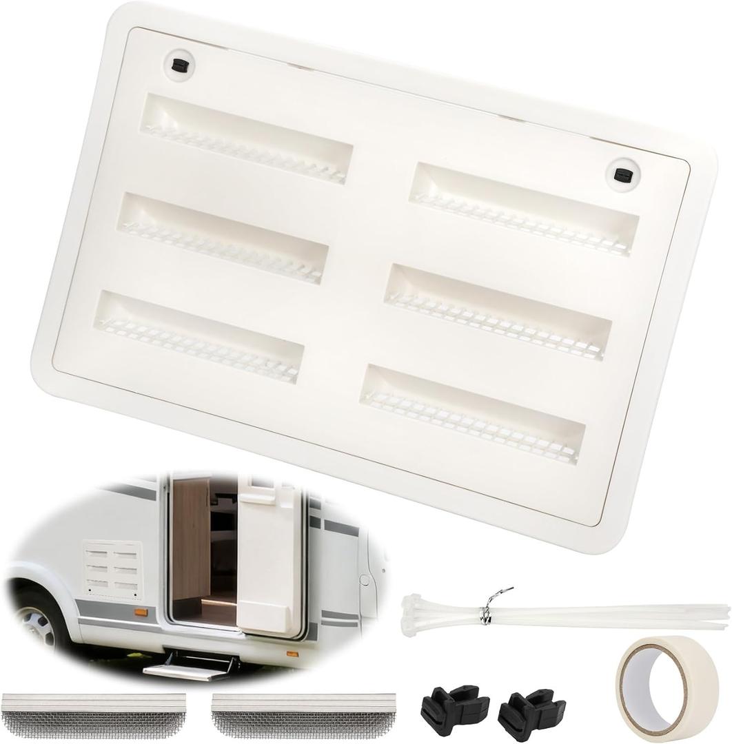 23-1/8"W x 15" H RV Refrigerator Vent Cover, RV Refrigerator Side Vent Cover Replacement with Insect Screen for Trailers and Campers, White
