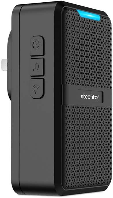 STECHRO Plugin Door Chime Receiver Part,62 Tunes,600Ft, 5 Volume Levels,3 Modes Need to Work with STECHRO Door Sensor, Black
