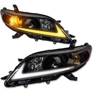 Alpha Owls Sequntial LED PRO Series Projector Headlights with Switchback Dynamic LED Strip|Compatible With 2011-2020 Toyota Sienna|8742303|Black Amber