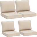 AAAAAcessories Outdoor Deep Seat Cushions, Waterproof, Fade-Resistant Patio Furniture Replacement Cushions, 24" x 24" x 5", Set of 4, Beige (19'' Mid Back-4 Count)