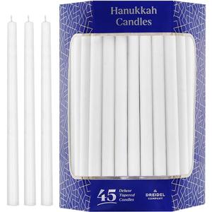 White Deluxe Tapered Hanukkah Menorah Candles for All 8 Nights of Chanukah, 45 Minute Burn Time (Single)
