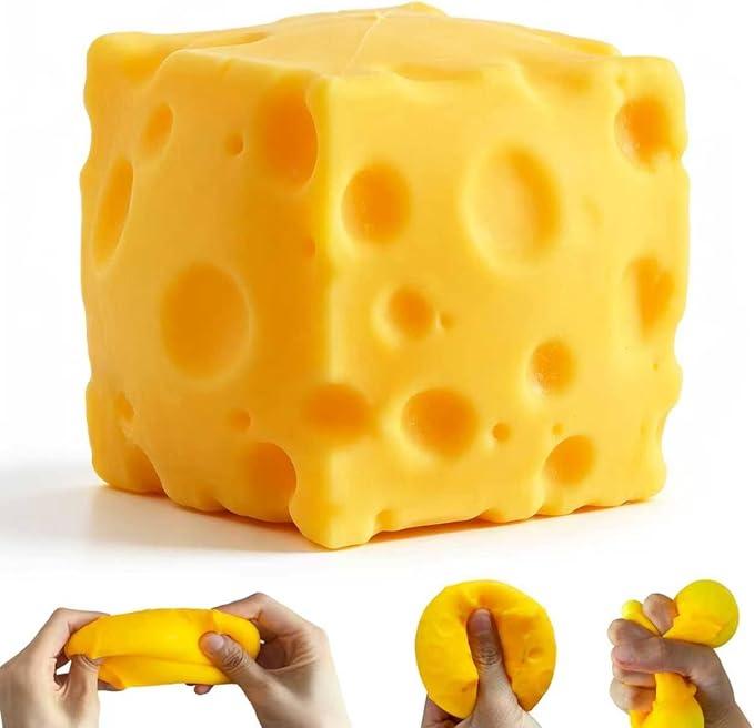 Yellow Cheese Squeeze Toy, Easter Basket Stuffers for Kids Teens, Soft Simulation Food Squeeze Toy, Cute Desk Decor, Birthday Gift for Girls Boys, Office Classroom Fidget Pack