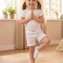 Ruisita 6 Packs Toddler and Girls Ruffled Shorts Kids Bike Cartwheel Shorts Under Dress Dance Short (8-10 Years, Black, Grey, Complexion, Pink, White, Light Pink)