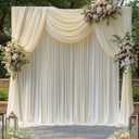 30 ft x 10 ft Wrinkle Free Ivory Backdrop Curtain for Wedding Parties, Polyester Ivory Photo Backdrop Drapes 6 Panels 5x10ft for Baby Shower Photoshoot Engagement Birthday Party Photography Background