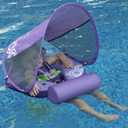 Add Tail Mambobaby Float with Canopy, Baby Floats for Pool Non-Inflatable Waist Float Swim Training Toy with UPF 50+ UV Sun Canopy (Contrast-Purple)