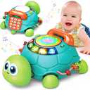 Baby Toys 6 to 12 Months, Musical Turtle Crawling Infant Toys, Early Learning Educational Toy with Light & Sound, Christmas Birthday Gifts for Boy Girl 7 8 9 10 11 Month 0-1 Year Old (Blue)