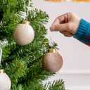 JOYIN 15 Pcs Christmas Velvet Ball Ornaments Set, 2.36'' Green Brown Neutral Tree Hanging Christmas Decorations, Xmas Shatterproof Indoor Decor for Tree Wreath Holidays Wedding Party