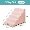 COZY KISS Extra Wide Dog Stair for Small Dog, 5 Step Pet Ramp for Bed