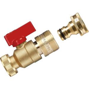GORILLA EASY CONNECT Garden Hose Quick Connect Fittings with Ball Valve.  Inch GHT Solid Brass.