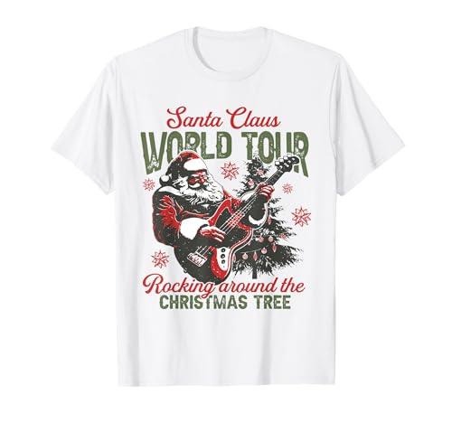 Santa Claus World Tour Rocking Around The Christmas Tree T-Shirt,S