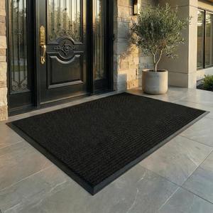 3x6 FT Heavy Duty Doormat Dirt Trapping Mat for High Traffic Area(Black)