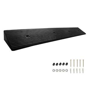 GANSNAY 2" Rise Threshold Ramp, Longer Ramp with Pre-Set Holes& Plugs, Solid Rubber 10,000lbs Capacity, Non-Slip& Cuttable Ramp for Doorways, Driveways, Warehouse, Patio, Shed- 2" Rise(39.3"×4.7")