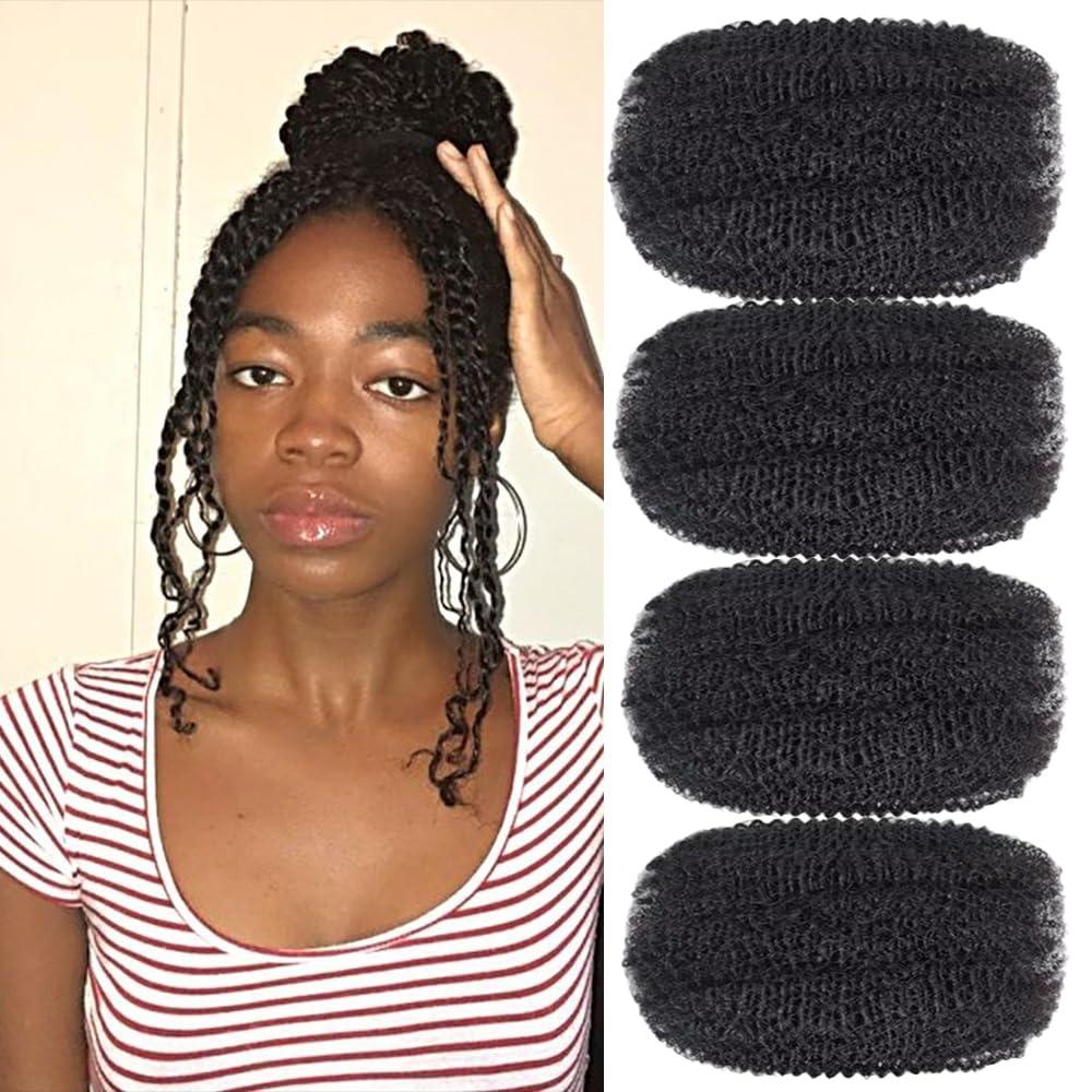 Afro Kinky Bulk Hair For Dreadlock Extensions Repair Locs,Twist Braiding, 100% Handmade Braiding Hair 30Grams each bundles Total (16Inch #1B 4Bundles/Pack)