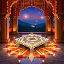 Indian Pooja Item Wooden chowki Pooja for mandir/Wedding/Temple Decorative Item Color-Golden, Pack of 1