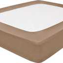 Taupe Box Spring Cover King Size - 100% Cotton Blend Elastic Wrap Around 4 Sides Fits King Size Beds, Soft, Washable - Bed Skirt Alternative Bed Frame Cover Taupe