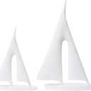 Saysmile Modern Sculptures Home Decor, Sailboat Decor Ornament, Boat Decorations Statue Decor, Art Sculptures and Statues, Sailboat Gifts Home Office Bathroom Shelf Decor (White-2 Pack)