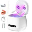 Ultrasonic Retainer Cleaner with UV Sterilizer, 45kHz Dental Cleaning Machine for Dentures, Aligners, Mouth Guards, Braces & Jewelry  Portable 200ML Rechargeable Cleaning Pod W190MAX (White)