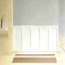 1 Set 94.5 in x 54 in MDF Board and Batten, Paintable Wainscoting Kit,Molding Trim Slat with Edge StripPremade Accent Wall Panel for DIY Kitchen Bedroom Living Room Home Decor Covers (94.5 x 54 Inch)