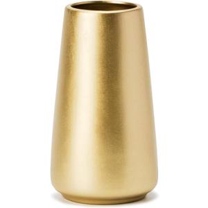 Light Gold Vase - 6" Gold Ceramic Flower vase for Home/Table/Accent Decor, Minimalist Modern Vases Ceramic for Centerpieces, Room Decor, Living Room, Bedroom or Gift