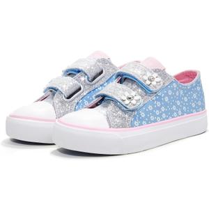 Weestep Toddler Girl Glitter Sneakers Lightweight Sparkle Slip On Canvas Shoes 10