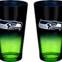 The Memory Company Officially Licensed NFL 2-Pack 16oz Ombre Pint Glass Set, Licensed Team Drinkware, Stylish Gameday Glassware, Team Logo