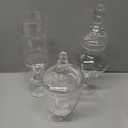 Set of 3 Apothecary Jar Glass Decorative Candy Jars Elegant Storage Candy Buffet Display, Wedding Candy Organizer Canisters (H: 9", 12.5", 14"; 20 FL.OZ, 23 FL.OZ and 28 FL.OZ) (Clear)