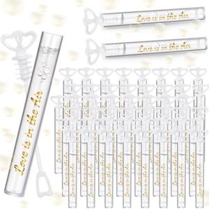 PullCrease 150 Pcs Bubble Wands Bulk for Wedding Party Mini Heart Wand with Bubble Solution for Wedding Bridal Showers Valentine Anniversary Graduation Birthday Supplies(White,Love)