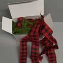 6 Pcs Mini Christmas Cabinet Wreaths 9.45 Inch Norfolk Pine Wreaths with Red Checkered Bow Tie Retro Buffalo Plaid Hanging Decor for Kitchen Chair Windows Doors Farmhouse