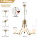 Gold Farmhouse Chandelier Modern Sputnik Chandelier for Dining Room Glass Globe Chandelier Dining Room Light Fixtures for Foyer Living Room Kitchen Island