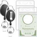 2 Pack ID Badge Holder with Badge Reels Retractable Clip Heavy Duty Vertical Clear ID Card Badge Holders for Work Office Student Nurse