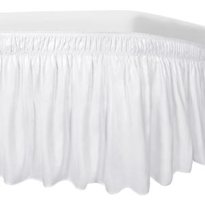 Easy-Going Bed Skirt for Twin or Full Size Bed, 14 Inch Tailored Drop, Fitted with Adjustable Elastic Belt, Convenient to Use Without Lift The Mattress (Twin/Full, White)