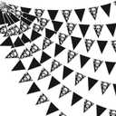 6 x 32Ft Black White Halloween Party Decorations Skull Fabric Pennant Pirate Banner Triangle Flag Bunting Garland Streamers for Halloween Pirate Birthday Jolly Roger Wedding Home Outdoor Party Supplies