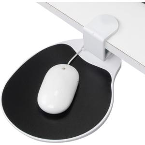 EHO Clamp on Mouse Platform, Clip on Pad Rotating 360 Degree, Ergonomic Mouse Tray Attachment, Mouse Pad, Slide Out Tray, Suitable for 1.5" Thickness Desk, for Home Office Desk Organizer (Platinum) (No Wrist Rest)