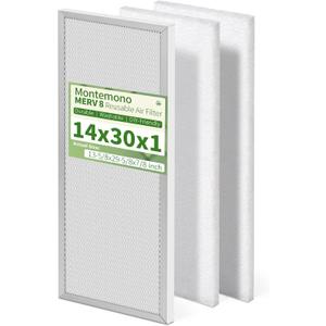 14x30x1 Reusable Air Filter MERV 8 Washable Furnace & AC Filter with 2 Extra Media Pads, Aluminum Electrostatic Air Filters for Home, Fits HVAC System, Air Conditioner, Air Handler
