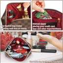 BAGCRAZY Checkered Makeup Bag Set, Elegant Travel Cosmetic Bag 2 Pack, Waterproof PU Leather Makeup Organizer with Zipper for Women
