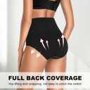 OLIKEME Womens High Waisted Underwear Tummy Control Cotton Full Coverage Ladies Panties Soft Stretch Briefs (XL)