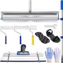 Epoxy Flooring Tool Kit, 20" Spiked Roller, 18" Gauge Rake, 9" Spiked Roller, 9" Floor Brush, 4" Detail Brush, Spike Shoes, Gloves & Extension Pole for Self Leveling Cement