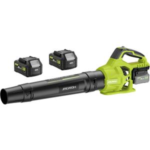 Leaf Blower Cordless with 2 x 4.0Ah Battery and Charger, 580CFM 160MPH Electric Blower with 2 Speeds, 20V Handheld Leaf Cleaner for Lawn Care, Blowing Leaves, Dust, Snow, Gravel for Patio, Yard, Green