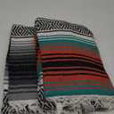 Preboun 4 Pcs Large Mexican Yoga Blanket Pack 45 x 70 Inch Thick Woven Camping Picnic Beach Car Travel Throw Blanket Outdoor Patio Mat Towel (Gray, Orange Green)