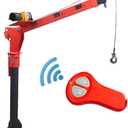 Pismire 1100lb Folding Truck-Mounted Jib Crane - 3500lb 12V Electric Winch Combo, 360 Swivel, Dual Remotes (Infrared/Wired), Painted SteelOrange